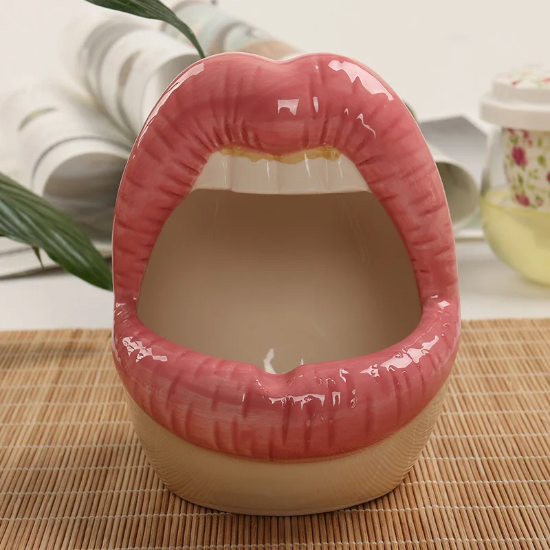Mouth Fashion Cute Ashtray Ceramic Handicraft Ornaments Lips Ashtrays