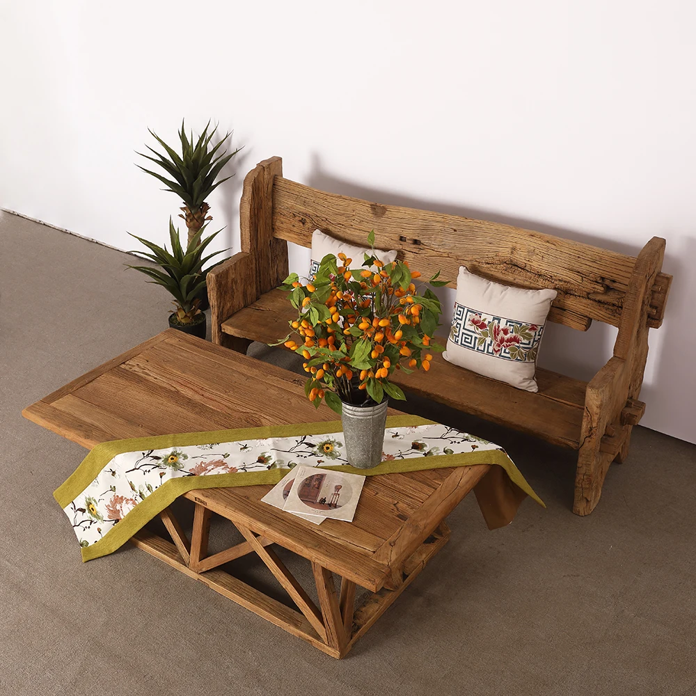 Деревенский натуральный стол для дивана из переработанного дерева