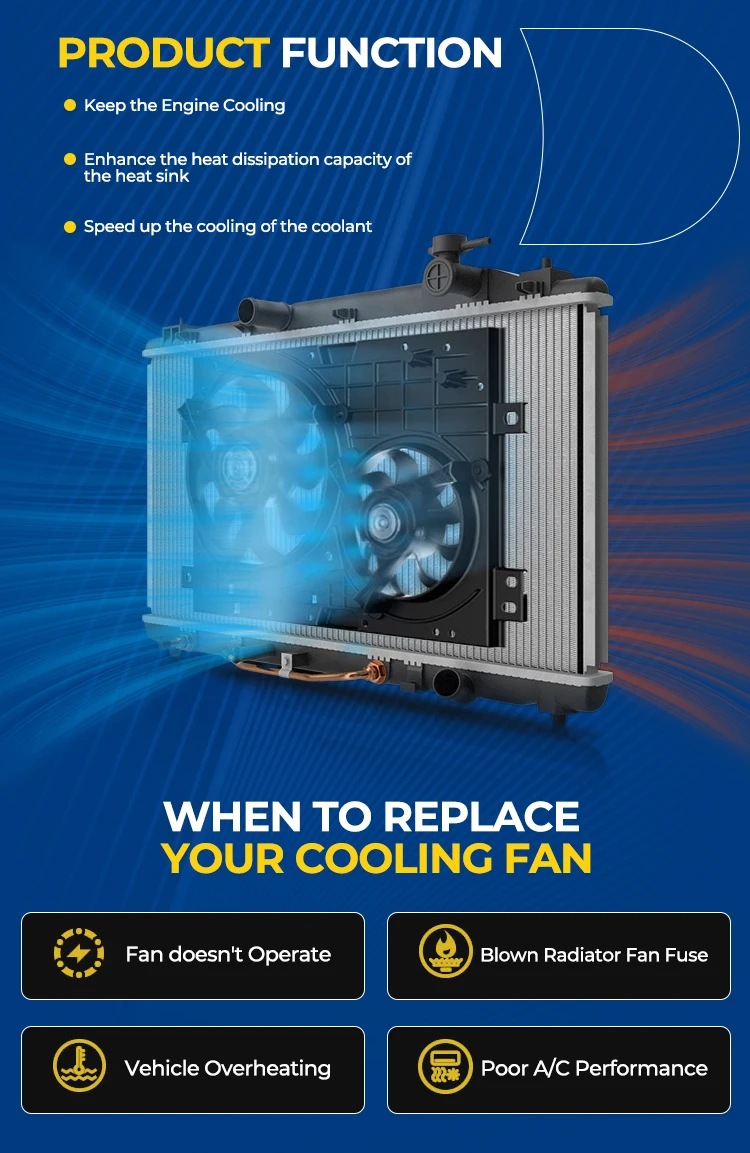 product cooling fan and shroud for geely zeekr condenser radiator fan 12v 1 year warranty-4