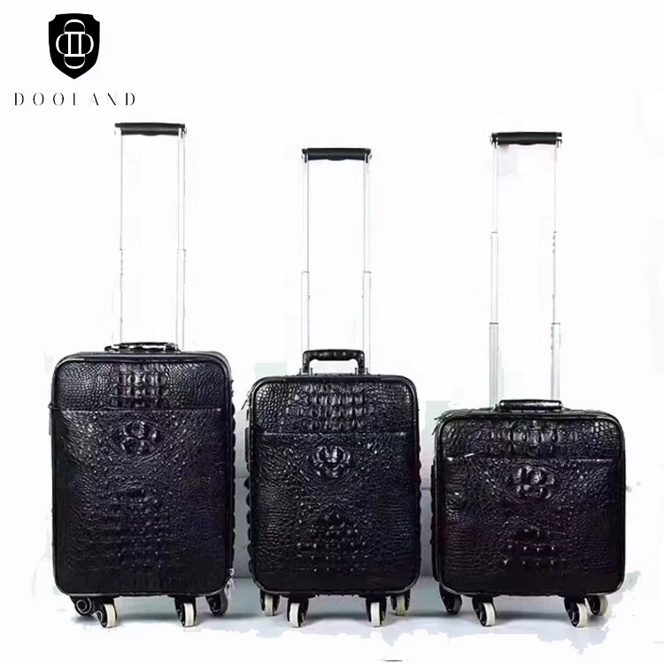 Genuine Crocodile Leather Luggage Bag Business Trolley Travel Bag, 16,18,20  Inch