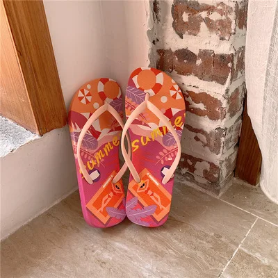 XIXITIAO Cheap Comfortable Printing Rubber Beach Anti-slip Sandals One Size Summer Flip-flops slippers for Men Women