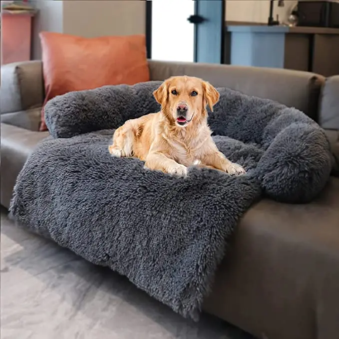 Soft Fluffy Plush Dog Sofa Bed Mat Cover For Furniture Protector With