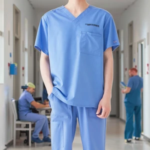 Fashionable New Style Woven Fabric Polyester Rayon Spandex Nurses Scrub Set Medical Nurse Uniform for Men