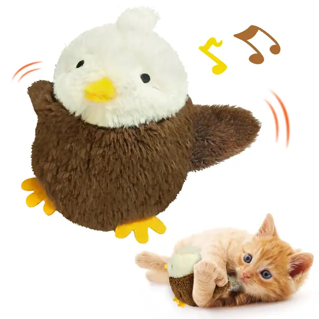 China-Made Rechargeable Touch Activated Small Interactive Pet Plush Toy Simulation Bird for Cat Play Plastic Toy