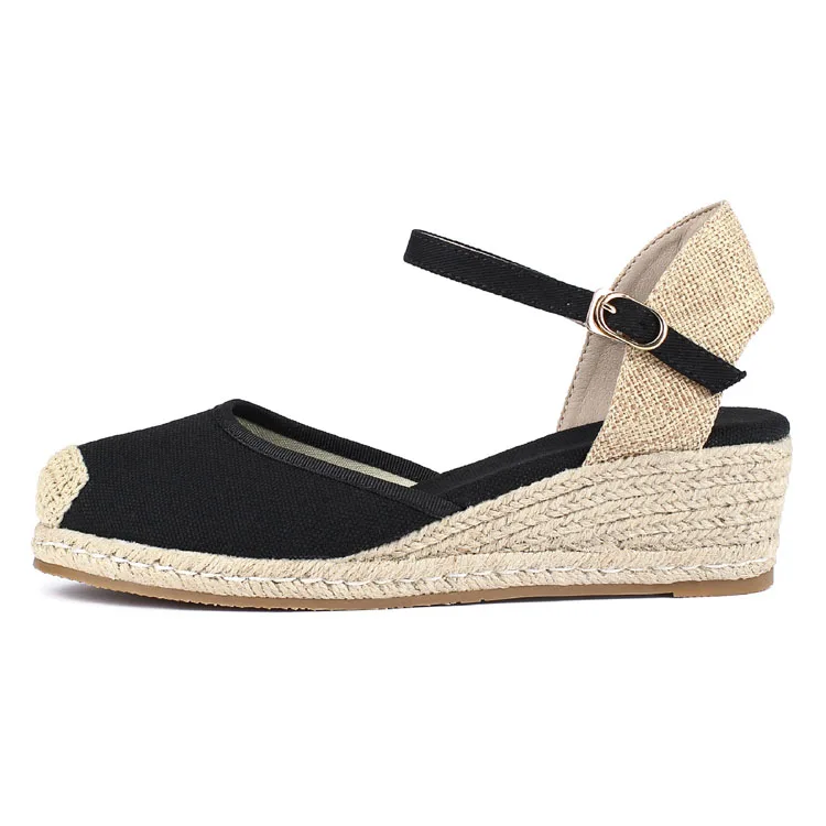 5 cm Summer Espadrilles Sling Back High Heel Platform Wedge Sandals Female Breathable Slip Resistant