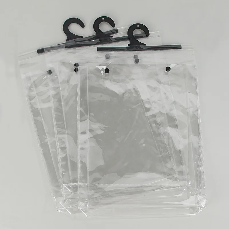 Custom Pvc Poly Bag With Hanger Hook Manufacture PE Nylon Plastic Underwear  Garment Cloth Package Storage Hanger Bag With Button