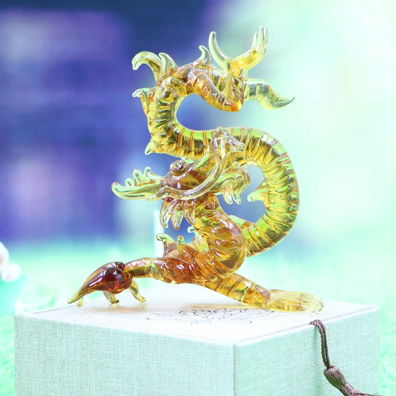 Handmade Chinese lampwork glass dragon figurine