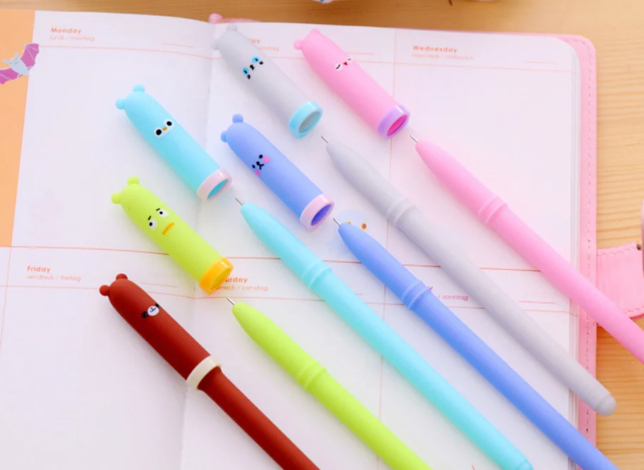 Гелевая ручка Kawaii с животными, черная нейтральная ручка для письма, канцелярские принадлежности для студентов