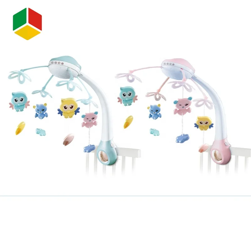 QS Игрушки для малышей на возраст от 0 до 12 месяцев, сенсорный пульт дистанционного управления кроватка Мобильная музыкальная кровать колокольчик с погремушки в виде животных проекции мультфильм раннего обучения