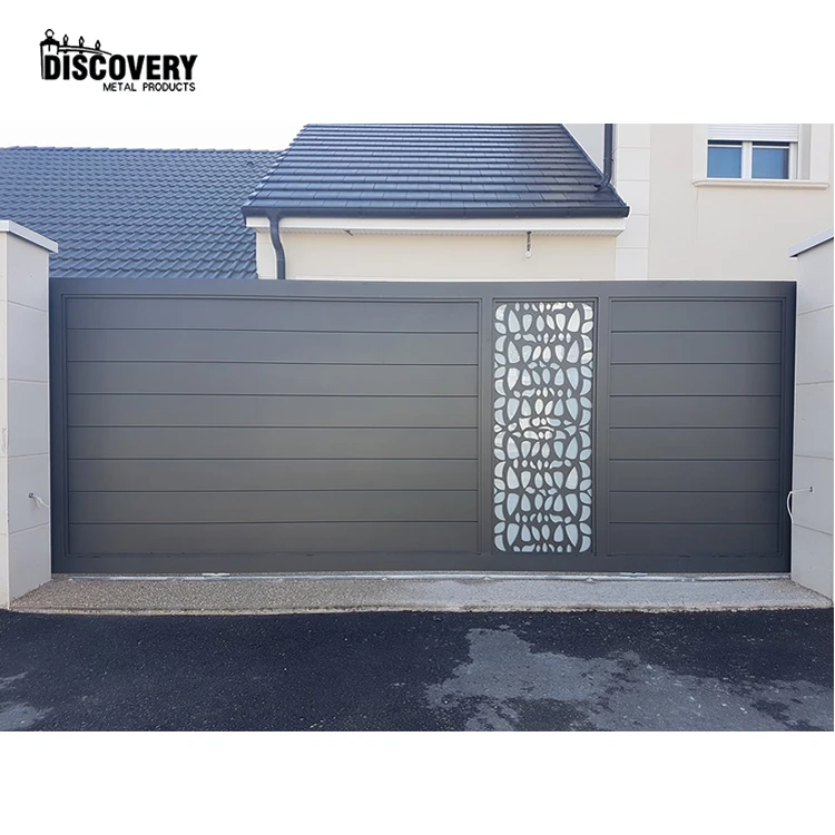 Customized European Style Laser Cutting Screen House Aluminum Sliding Gate Modern Fence and Gate for Villa  Entrance