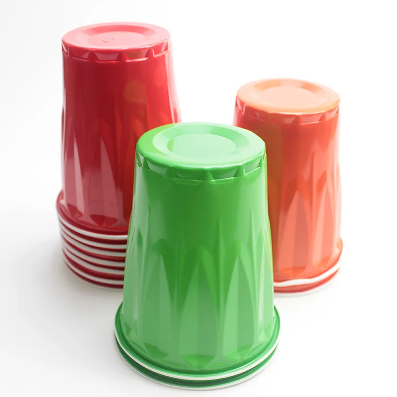 Best Selling Custom logo Printing Disposable Plastic16oz Red Blue Green PS 98mm Top Diameter for Cold Hot Drinking Octagonal Cup