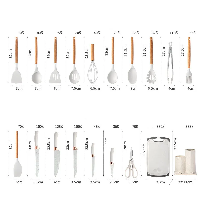 2023 New Arrival 19 Pcs High Quality Food Grade Silicone Kitchenware