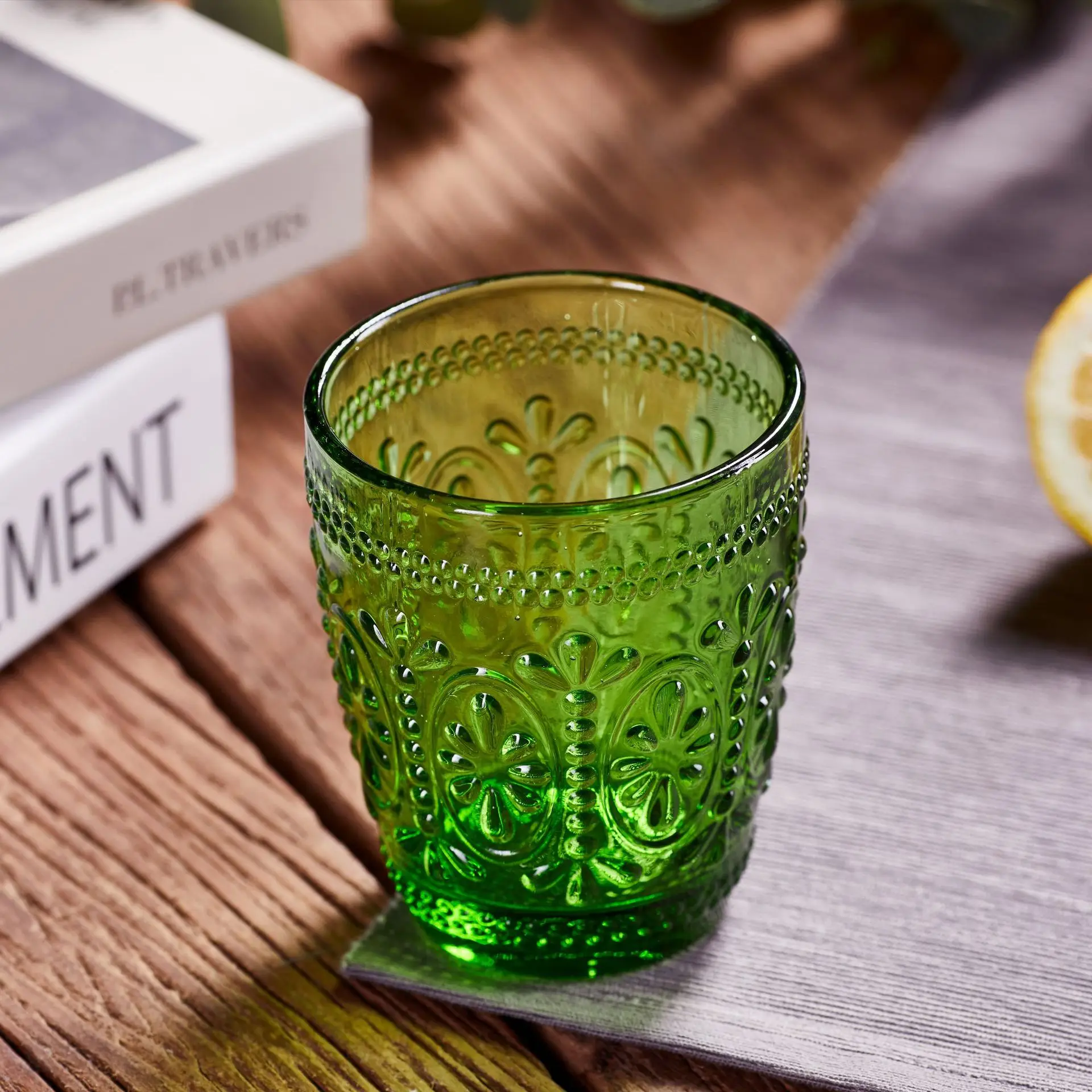Embossed Colored Tumblers Whiskey Heat-resistant Thickened Hammer Glass Cup for Office