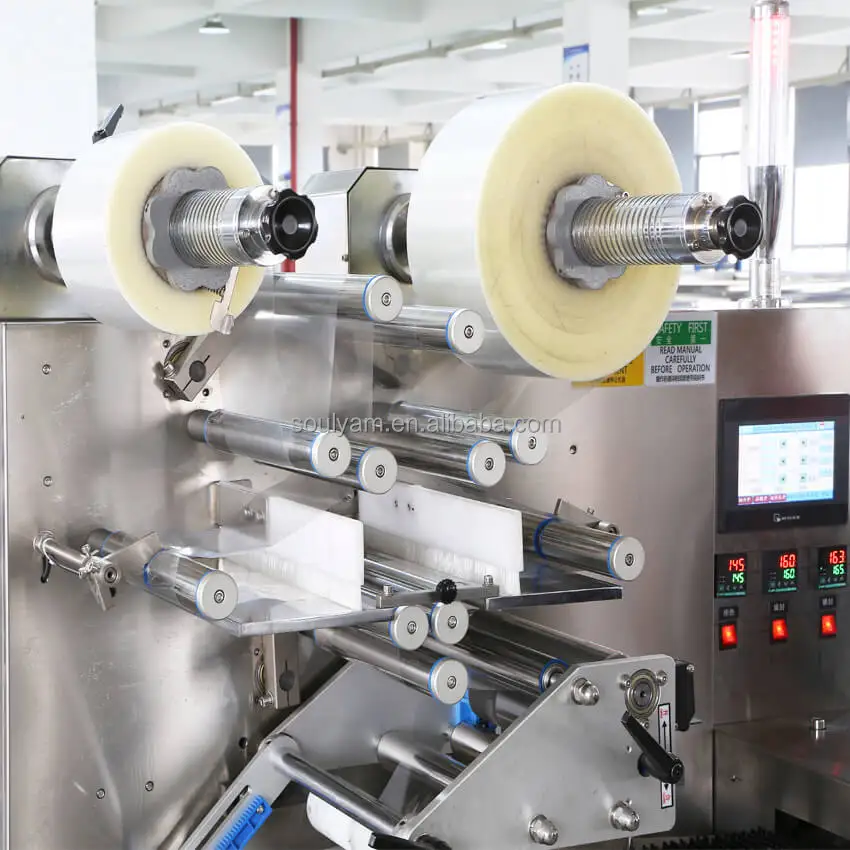 Automatic High Speed Flow Packaging Machine for Hard Candy Doughnut Biscuit Nutrition Cereal Nougat Chocolate Energy Protein Bar