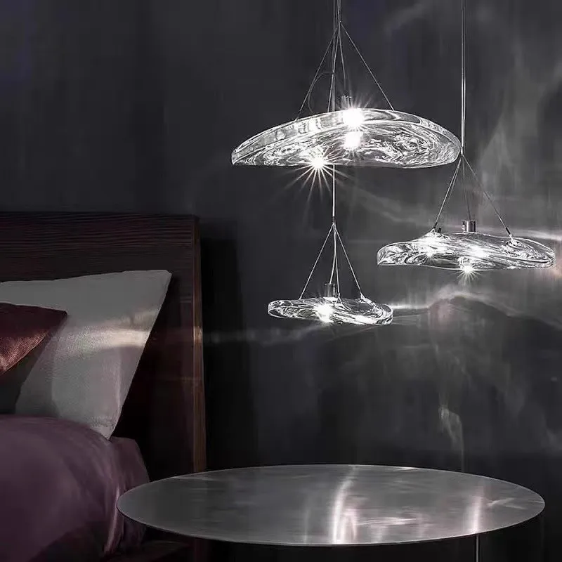 Lampu Gantung Kristal Kaca Perak Italia Berbentuk Piring Terbang, Garansi 3 Tahun untuk Lobby Hotel, Ruang Resepsi, Tangga, Ruang Pameran, dan Bar
