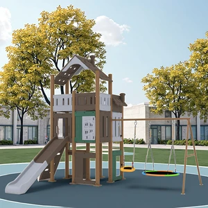 Outdoor Metal Garden Slide Set Kids' Climbing Playhouse for Home Adventure Park or Kindergarten Plastic Playground Equipment