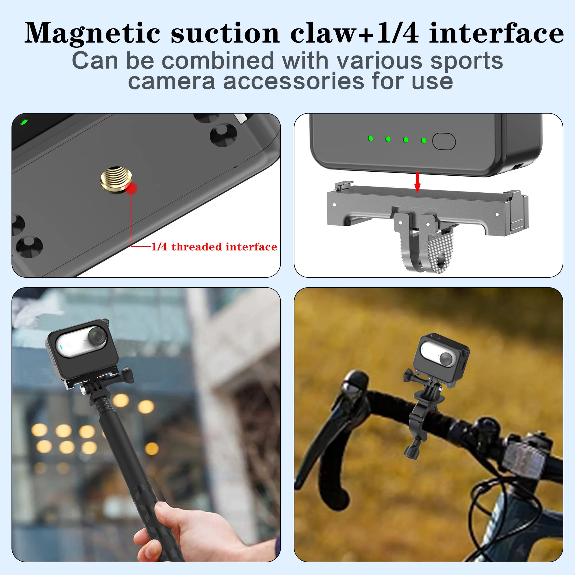 OEM Replacement Action Pod Battery Pack USB Charging Magnetic Mount Fast Charging Hub Battery Charger for Insta360 Go 3 Camera