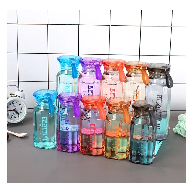 Wholesale Creative Diamond Glass Water Bottle Portable 500ml Sports Water Bottle Cup