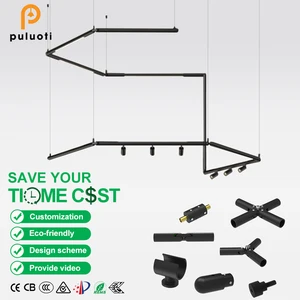 2700K Line Pendant Light DIY Combination Black Chandelier Adjustable Track Light Hotel Lobby Design Sense Lighting Fixtures