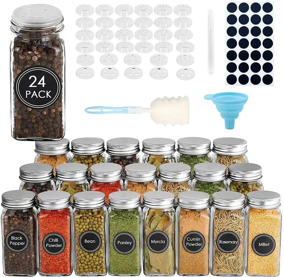 Wholesale Set Of 120ml Glass Spice Jars With Shaker Lids And