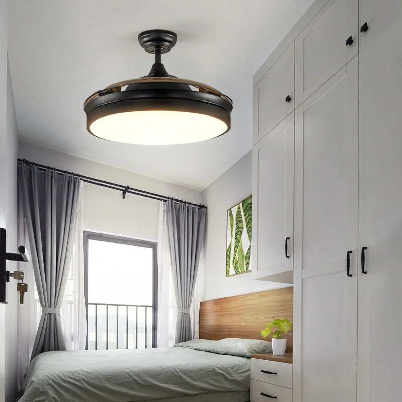 42 Inch Beautiful and elegant Hidden blade lamp lighting folding ceiling fan light