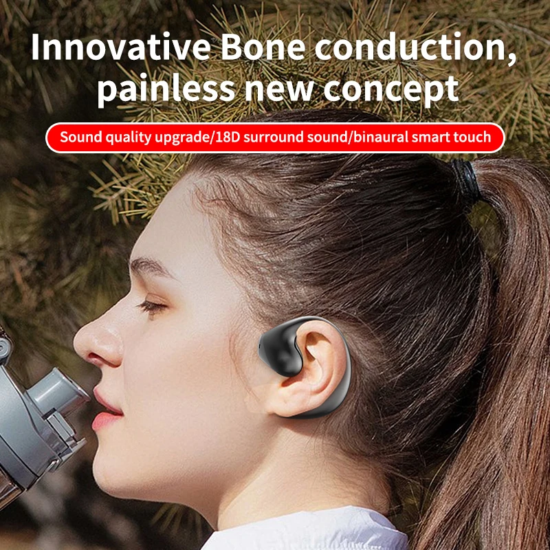 Jr02 Ear Clip Air Conduction Earbuds Ear Hook Wireless Outdoor Sports Tws Earphones Open Ear Headphones