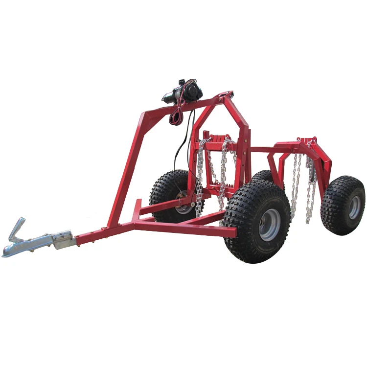 Forest Log Tandem Atv Tow Behind Tractor Log Trailer With Crane Agriculture Equipment for Tractor