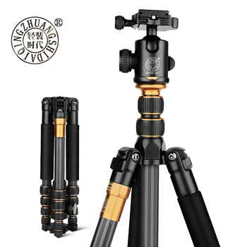 Tripod Camera Q666C Pro Carbon Fiber Tripod & Monopod for DSLR Digital DV Camera Portable Photo Stand Carry Bag & Ball Head detail image