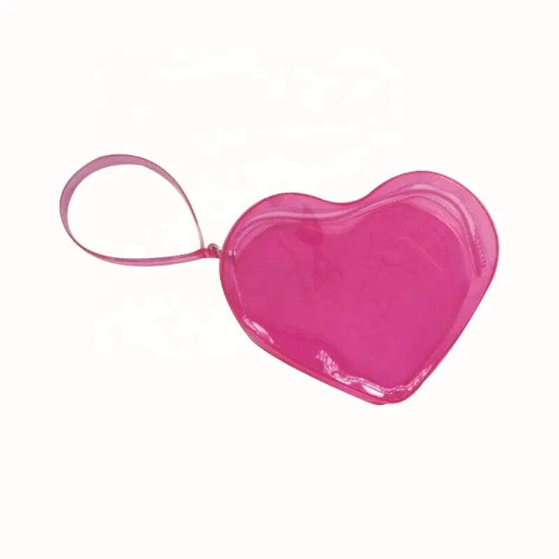 Popular Customize Transparent Heart Shape PVC Cosmetic Bag Small Makeup Bag Clear Cosmetic Pouch Bag