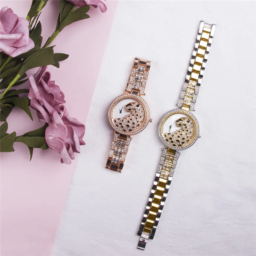 Gold Tone Bling Leopard Diamond Watch for Women Hip Hop  display picture 1