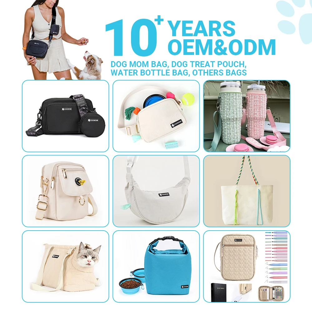 Vegan Leather Dog Walking Bag with Bottle Holder Crossbody Dog Mom Parent Bag Pet Supplies