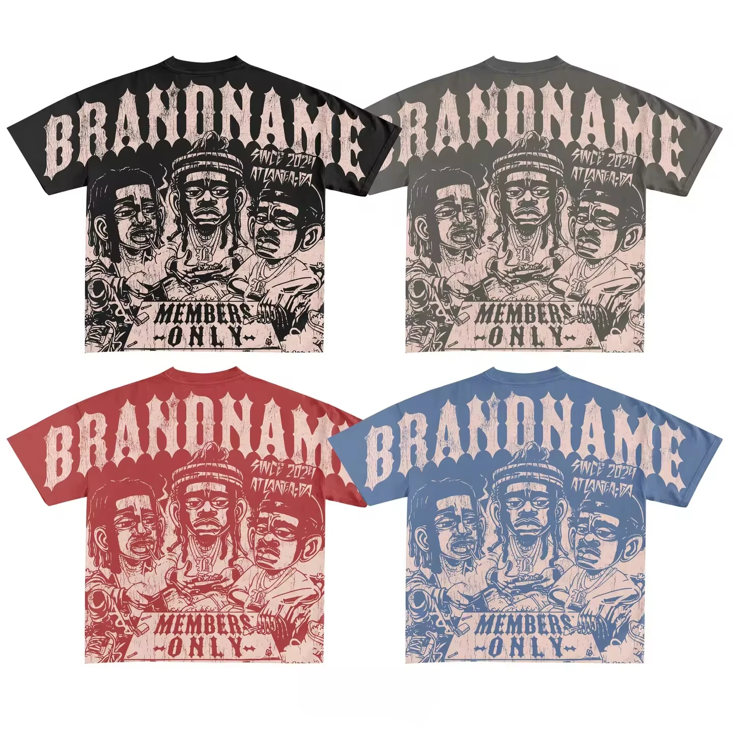 Custom Vintage Screen Print 100% Cotton Distressed Premium Boxy Heavyweigh Oversized Graphic T-shirts for Men gallery 3