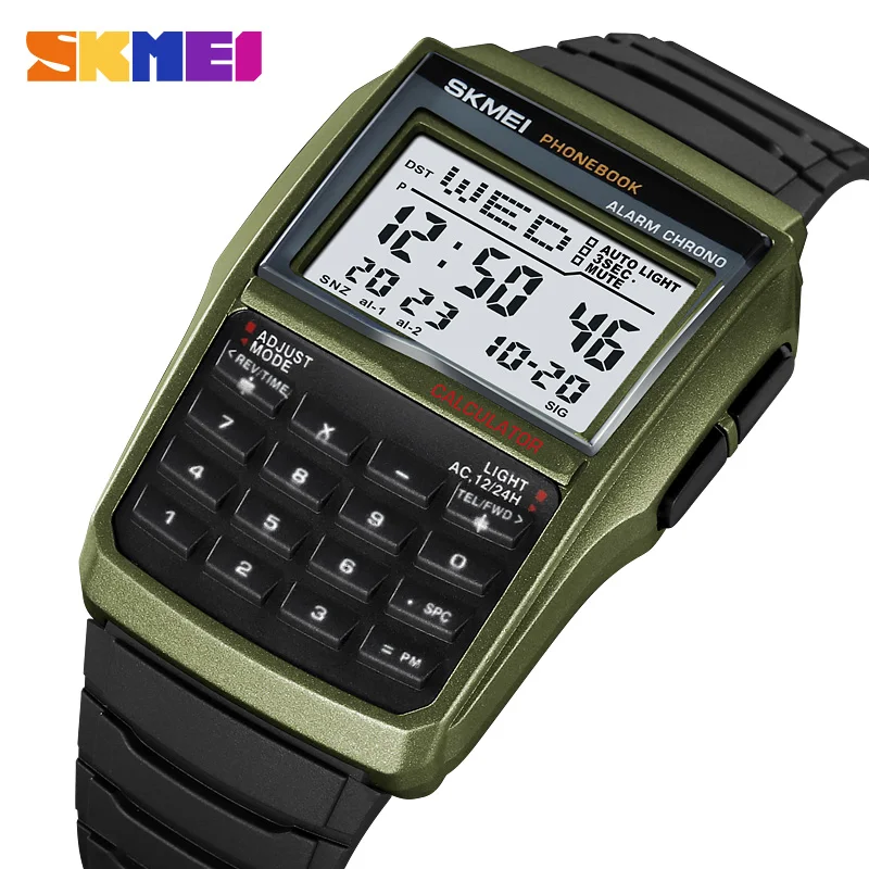 SKMEI 2255 Calculate Design Fashion Sport Men's Watch Led Display Waterproof Alarm Clock Digital Wristwatch Relogio Masculino