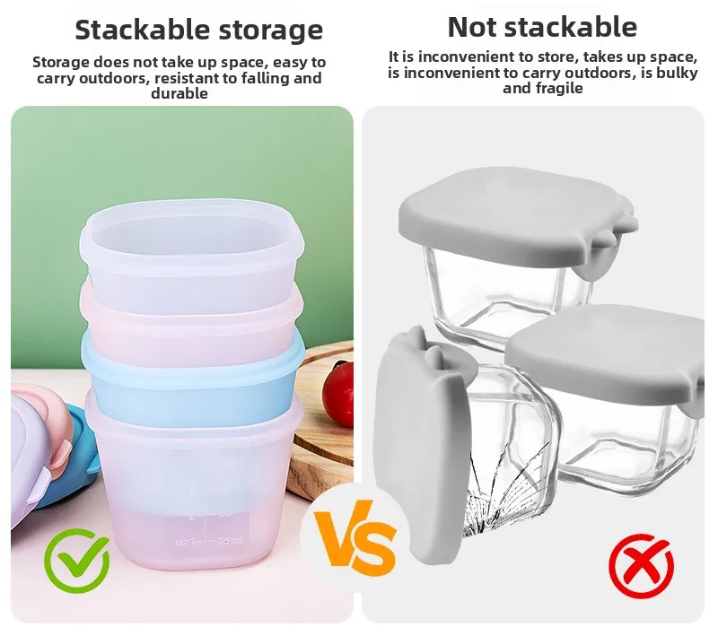 Baby Silicone Mold for Complementary Food Steam Cook Meat Puree Ice Compartment with Frozen Storage Food Packaging Box factory