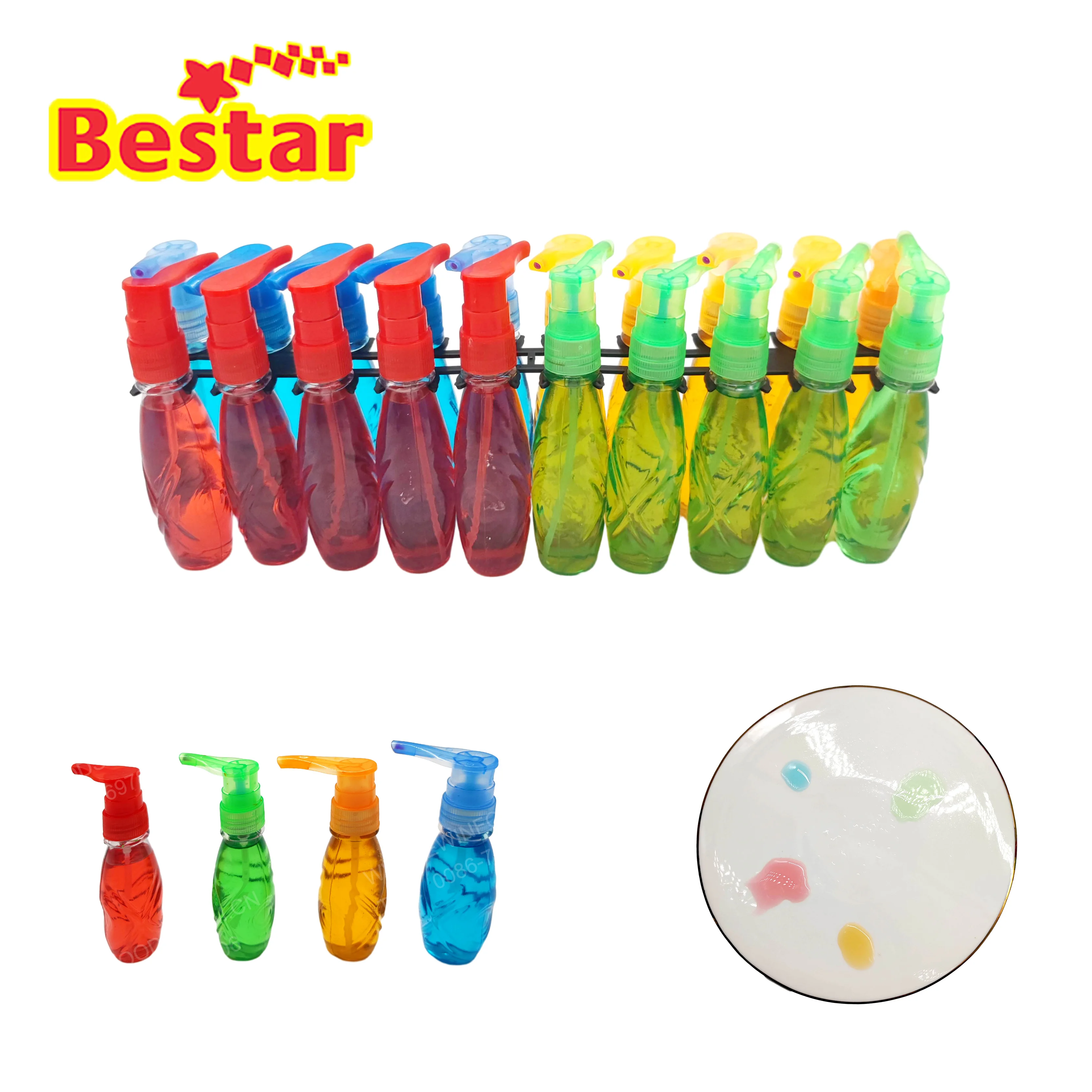 Bonbons liquides en spray sucrs et aciduls arc-en-ciel, bonbons liquides  aux fruits, bonbons en spray aciduls, provenant de l'usine chinoise