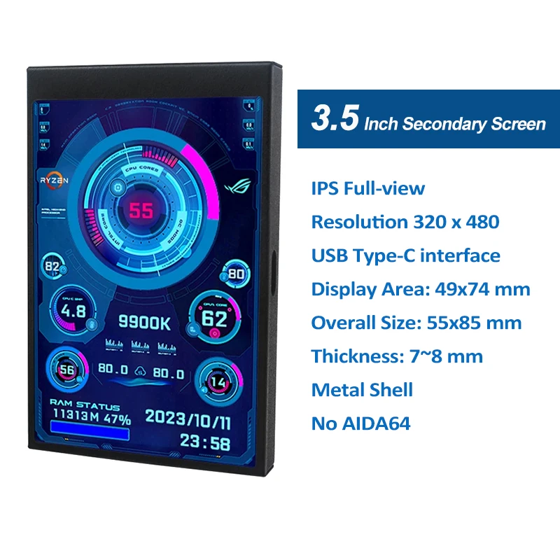 Écran LCD Secondaire IPS Type C de 3,5 Pouces pour PC