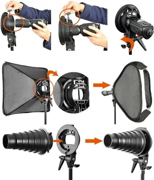 Godox Ajustable 40 X 40cm Flash Softbox with Bowens Mount S-type Bracket + Honeycomb Grid for Flash Speedlite Studio product image