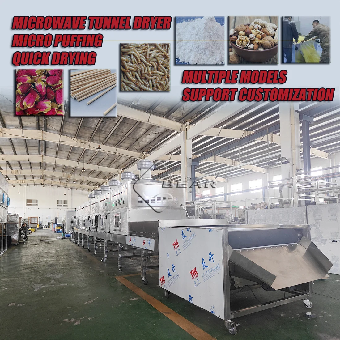 High Efficient Microwave Drying Machine Tunnel Dryer Food Sterilizing Machine
