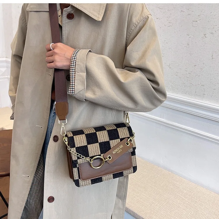 Checkerboard Mini Fabric Flap Crossbody Sling Bags For Women Luxury ...