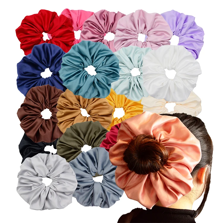 Wholesale Fashion Oversized Xxl Scrunchies Colorful Elastic Silk Satin ...