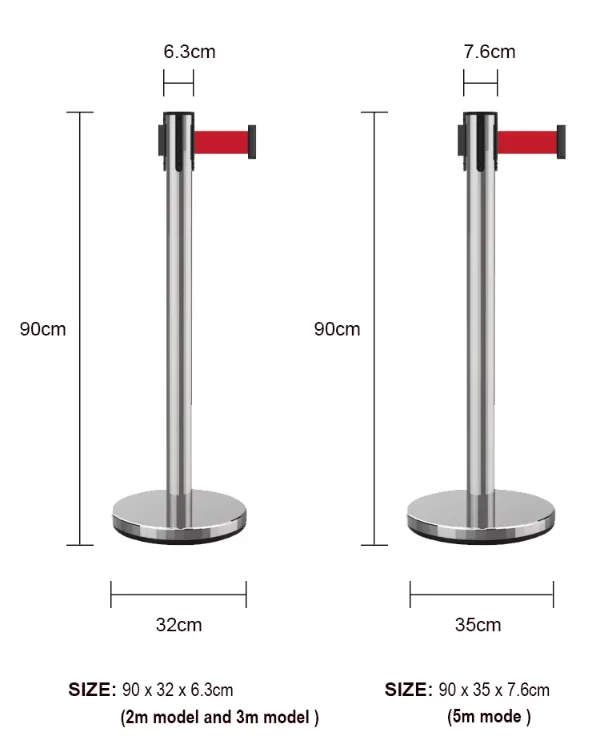 Stainless Steel Retractable Belt Barrier Stanchion Multi-color Queue ...