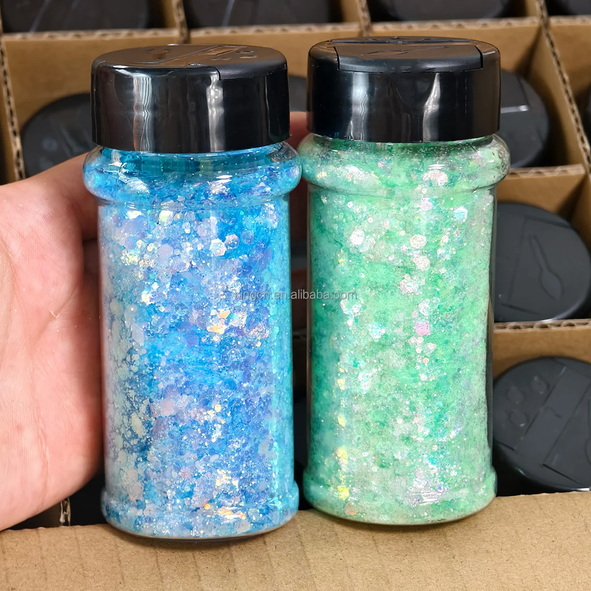 product factory wholesale cosmetic glitter powder hexagon pet bulk holographic glitter mixed chunky glitter powder for crafts 24 colors-8