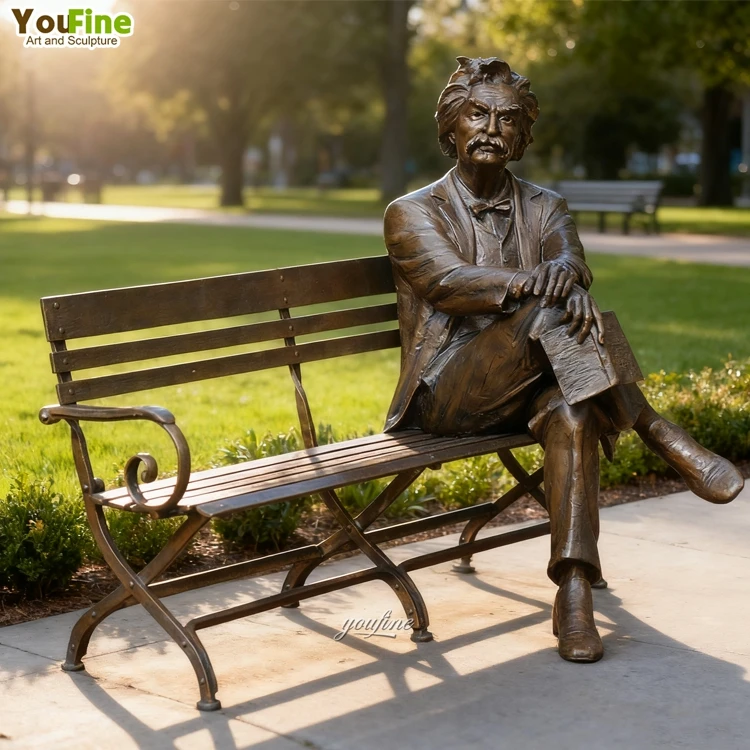 YOUFINE High Quality Famous Figure Customized Life Size Bronze Albert Einstein Sculpture Man on Bench