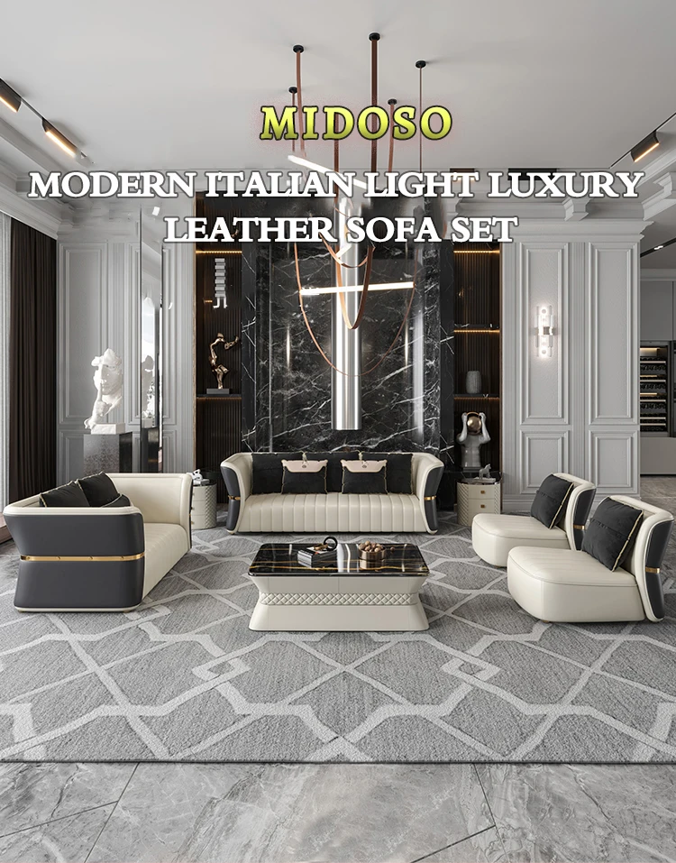 Light Luxury Leather Sofa Set Living Room Modern Sectionals Couch ...