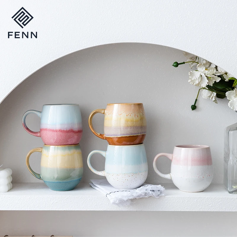 product fenn novelty style gradient reactive glaze pot belly mug large ceramic handmade coffee mugs cup stoneware chubby mug for gift-57