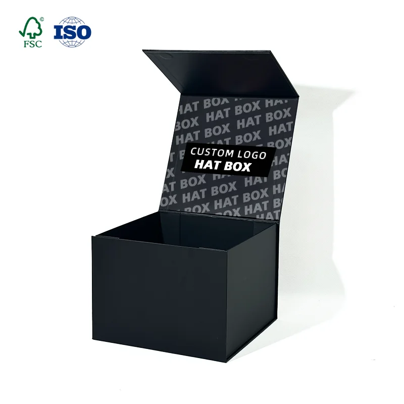 Luxury Custom Magnetic Vintage Collapsible Hat Boxes with Print for Dandy Decorative Barbas Hats Cap Box