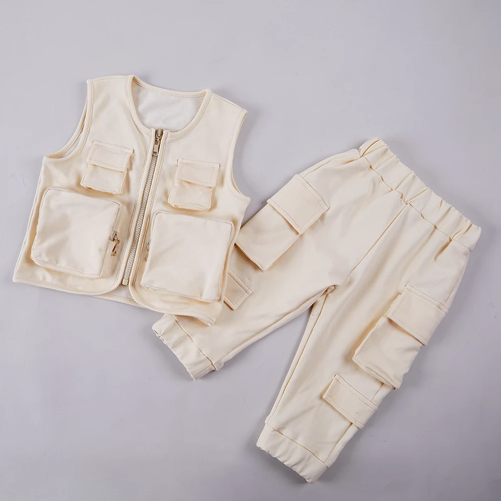 Baby Boy Jogging Suit Kids Tracksuit Cargo Pants 3d Pockets Tracksuit
