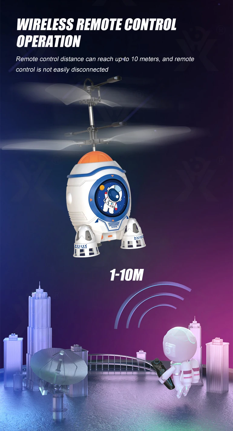 Chengji new arrival children plastic cartoon rocket design remote control copter toy rc helicopter for kids