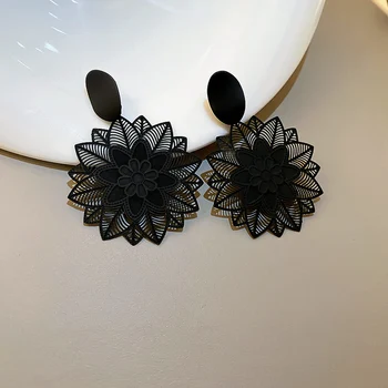 fashion round drop unique black earrings women