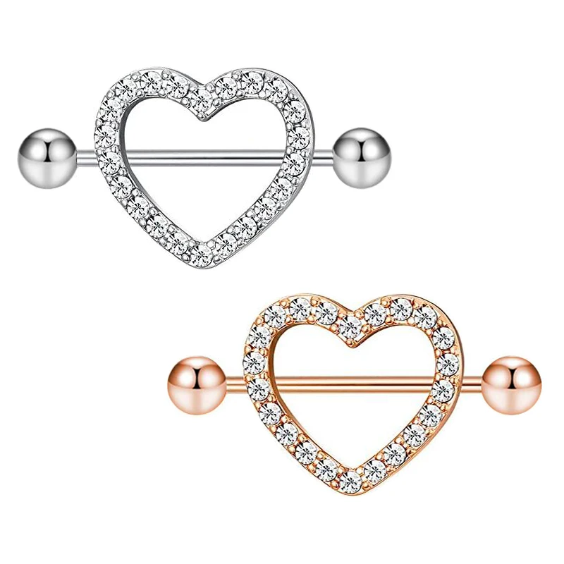 14G Surgical Steel Heart Nipple Bars Nipple Jewelry Body Jewelry Nipple  Piercing